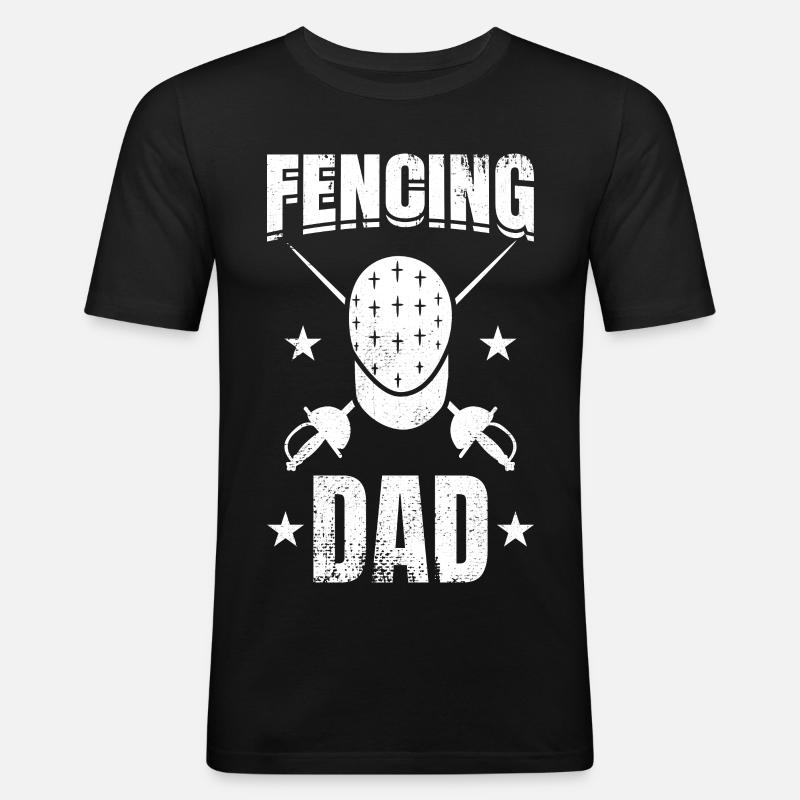 Fechten Papa - Männer Slim Fit T-Shirt - Schwarz