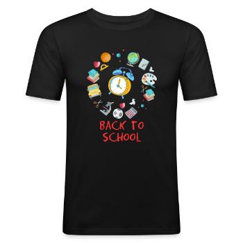 Back to school. nice, colorful, funny. - Men's Slim Fit T-Shirt - black - Front - Nik (191cm)