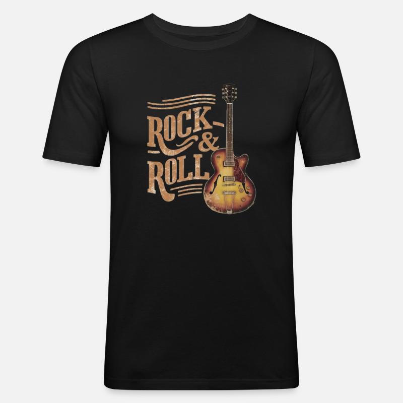 Rock & Roll - Männer Slim Fit T-Shirt - Schwarz
