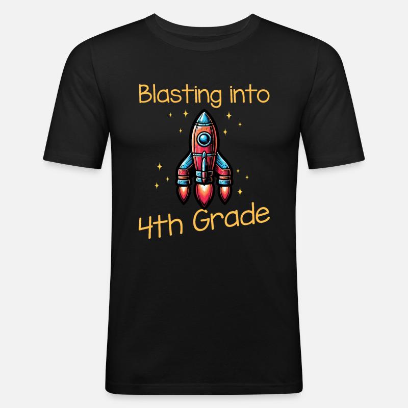 Blasting Into 4th Grade - Männer Slim Fit T-Shirt - Schwarz