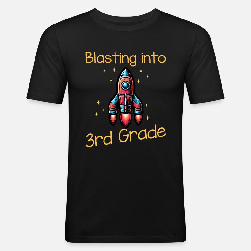 Blasting Into 3rd Grade - Männer Slim Fit T-Shirt - Schwarz