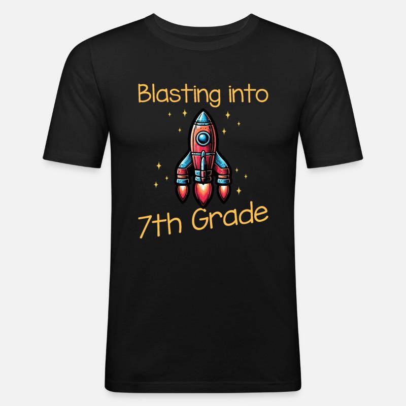 Blasting Into 7th Grade - Männer Slim Fit T-Shirt - Schwarz