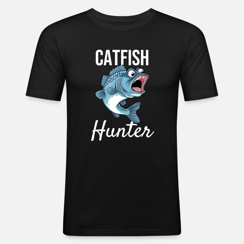 Catfish Hunter - Männer Slim Fit T-Shirt - Schwarz