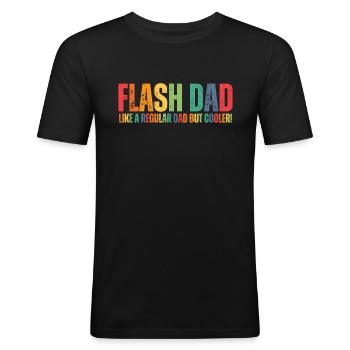 Bouldering Flash Papa Boulderer - Men's Slim Fit T-Shirt - black - Front - Nik (191cm)