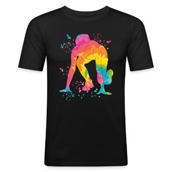 Sprinter Colorsplash Sprintender Sprint - Männer Slim Fit T-Shirt - Schwarz - Vorne - Nik (191cm)