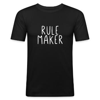 Rule maker - T-shirt près du corps Homme - noir - Devant - Nik (191cm)