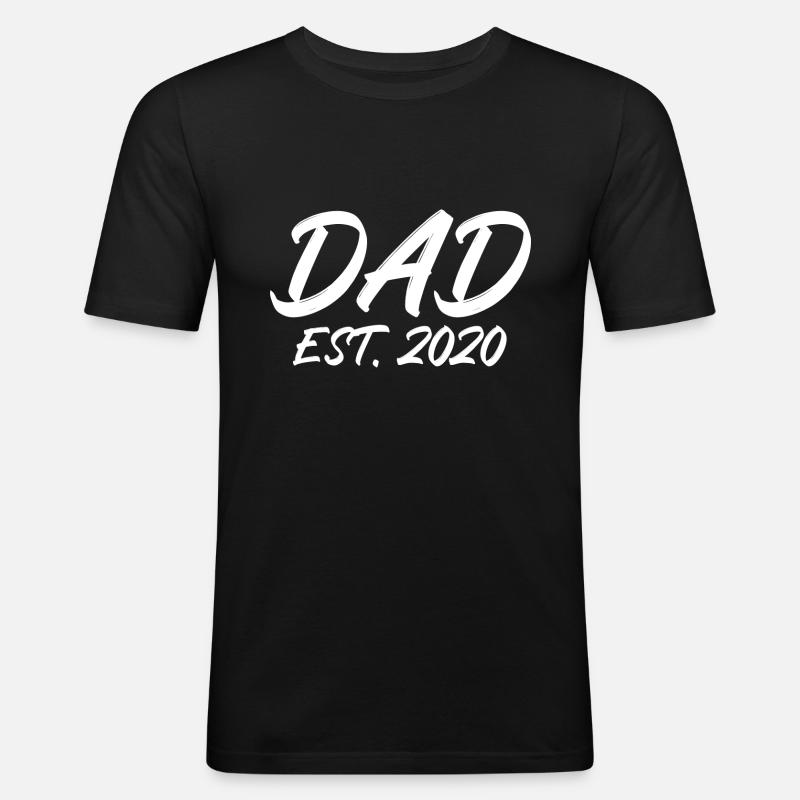 Dad est 2020 - Männer Slim Fit T-Shirt - Schwarz