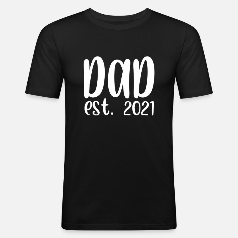 Dad est 2021 - Männer Slim Fit T-Shirt - Schwarz