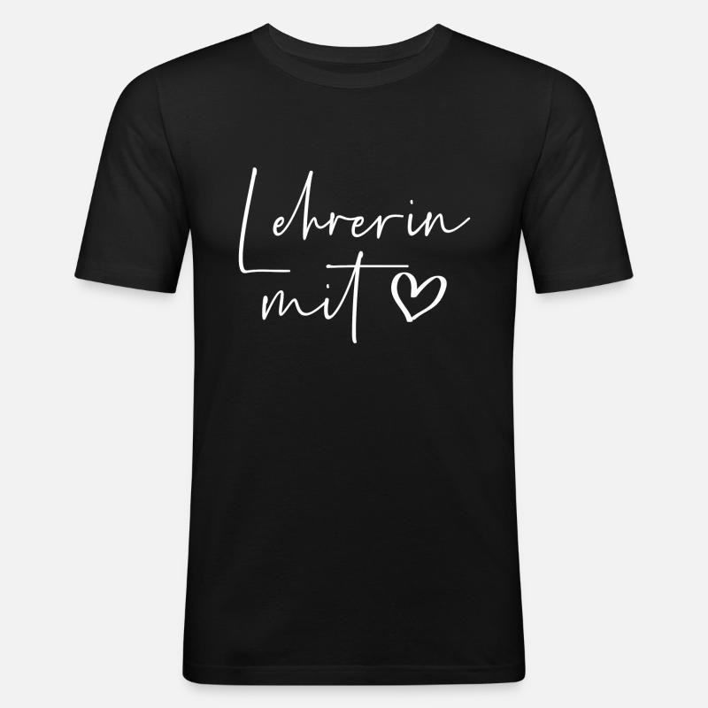 Lehrerin mit Herz - Männer Slim Fit T-Shirt - Schwarz