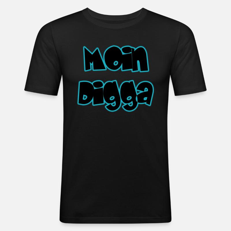 Moin Digga - Männer Slim Fit T-Shirt - Schwarz