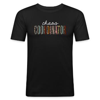 Chaos Coordinator Leopard Print Funny Gift - Men's Slim Fit T-Shirt - black - Front - Nik (191cm)