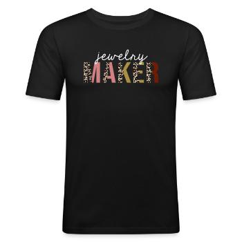 Créateur de bijoux Leopard Print Drôle cadeau - T-shirt près du corps Homme - noir - Devant - Nik (191cm)