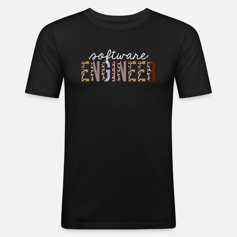 Software-Ingenieur Leopard Print Lustiges Geschenk - Männer Slim Fit T-Shirt - Schwarz