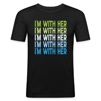 Je suis avec ses citations à l’appui - T-shirt près du corps Homme - noir - Devant - Nik (191cm)