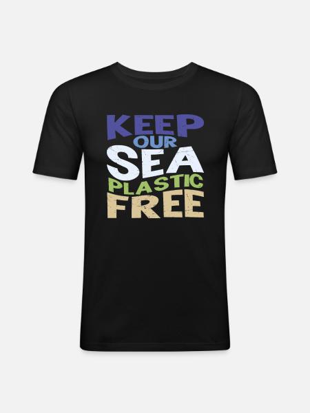Keep Our Sea Plastic Free - Men's Slim Fit T-Shirt - black