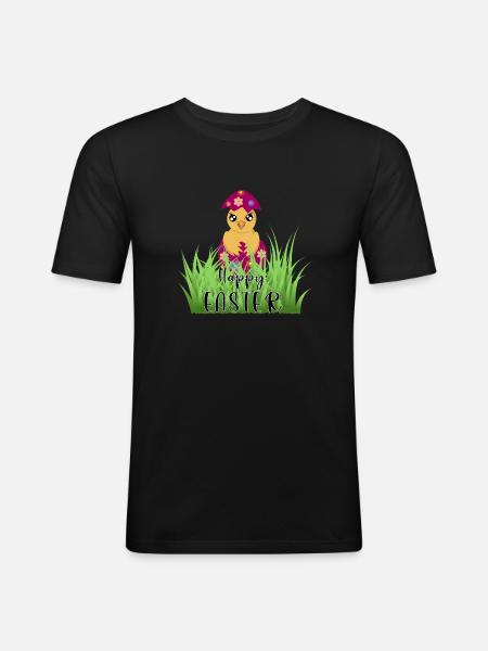 Yellow chicken - Men's Slim Fit T-Shirt - black