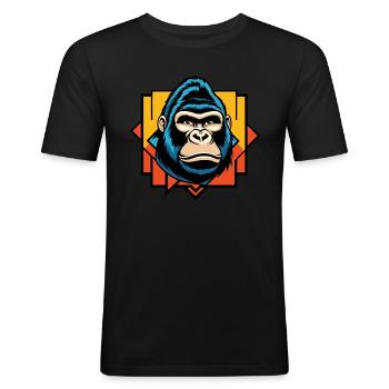 Cooler Gorilla Retro Comic Stil - Männer Slim Fit T-Shirt - Schwarz - Vorne - Nik (191cm)