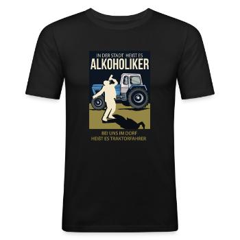 Fortschritt Traktor Landwirt Traktor Dorf Geschenk - Männer Slim Fit T-Shirt - Schwarz - Vorne - Nik (191cm)