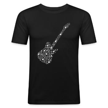 E Gitarre aus E Gitarren - Gitarre Shirt - Männer Slim Fit T-Shirt - Schwarz - Vorne - Nik (191cm)