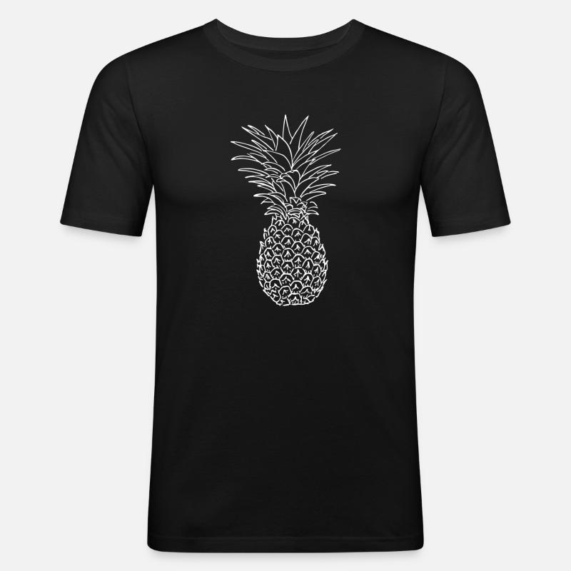 Ananas - Männer Slim Fit T-Shirt - Schwarz
