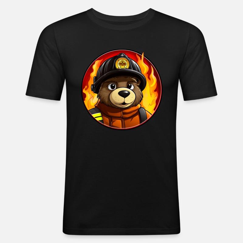 Fireman Bear - Men's Slim Fit T-Shirt - black
