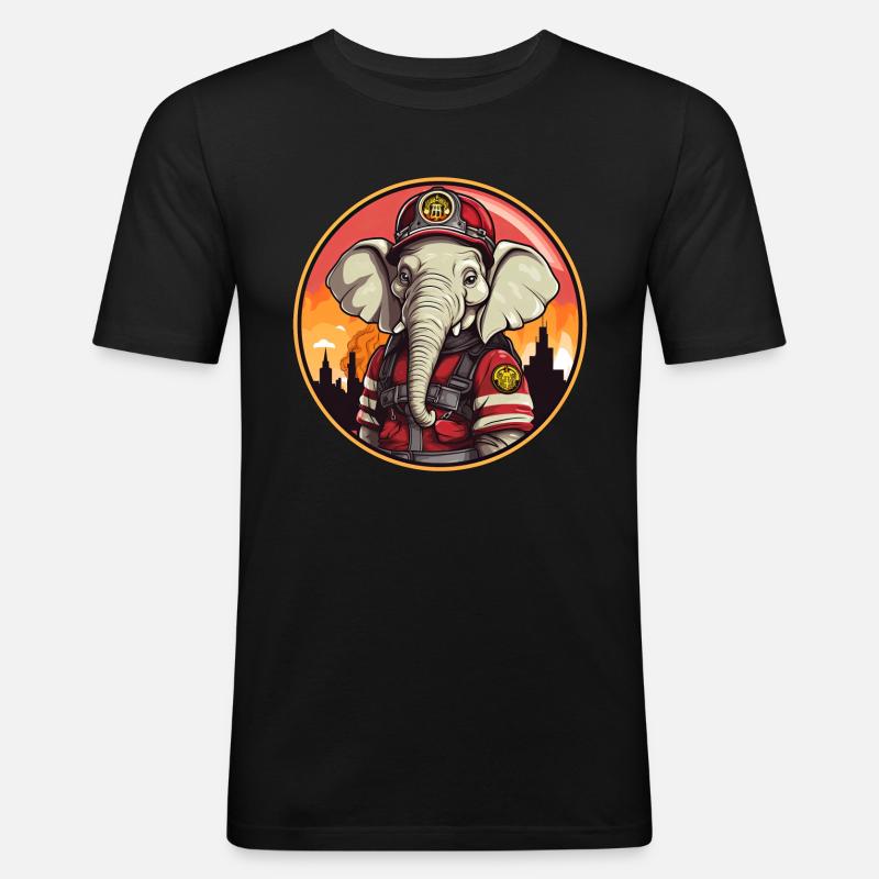 Elephant Fire Brigade - Men's Slim Fit T-Shirt - black