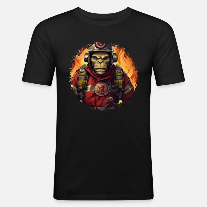 Fire Brigade Monster - Men's Slim Fit T-Shirt - black