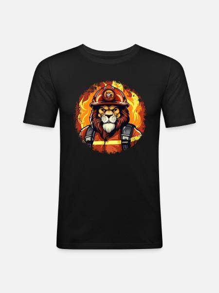 Fire Brigade Löwe - Men's Slim Fit T-Shirt - black