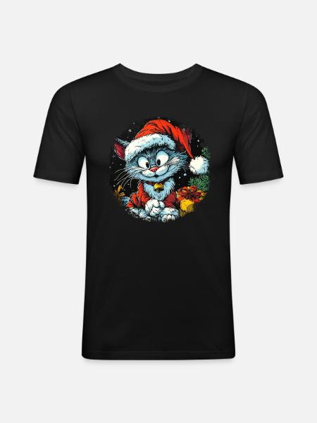 Christmas Cats - Men's Slim Fit T-Shirt - black