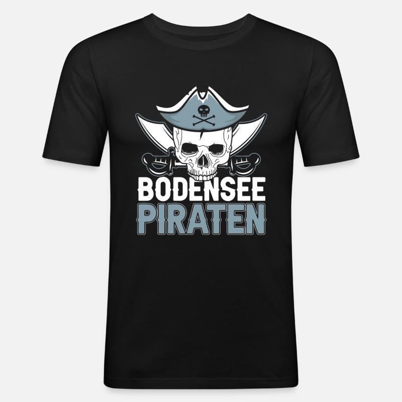 Bodensee Piraten Bodenseepirat Bodensee Geschenk - Männer Slim Fit T-Shirt - Schwarz