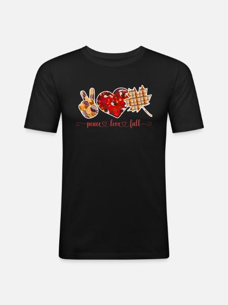 PEACE LOVE FALL, THANKSGIVING - Men's Slim Fit T-Shirt - black