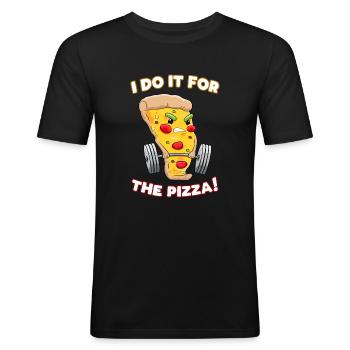 Soulevé de terre pour le cadeau d'amant de pizza de gymnase de pizza - T-shirt près du corps Homme - noir - Devant - Nik (191cm)