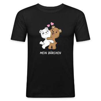 Mein Bärchen Umarmung Bär Geschenk Valentinstag - Männer Slim Fit T-Shirt - Schwarz - Vorne - Nik (191cm)