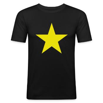 gele ster, gele ster - Mannen slim fit T-shirt - zwart - Voor - Nik (191cm)