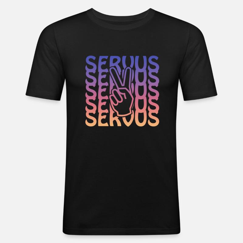 servus peace - Männer Slim Fit T-Shirt - Schwarz