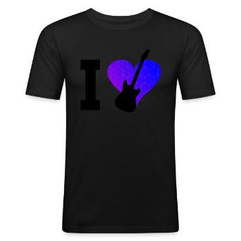 Guitare Guitariste Guitare Hommes Guitare Femmes Guitare Joue - T-shirt près du corps Homme - noir - Devant - Nik (191cm)