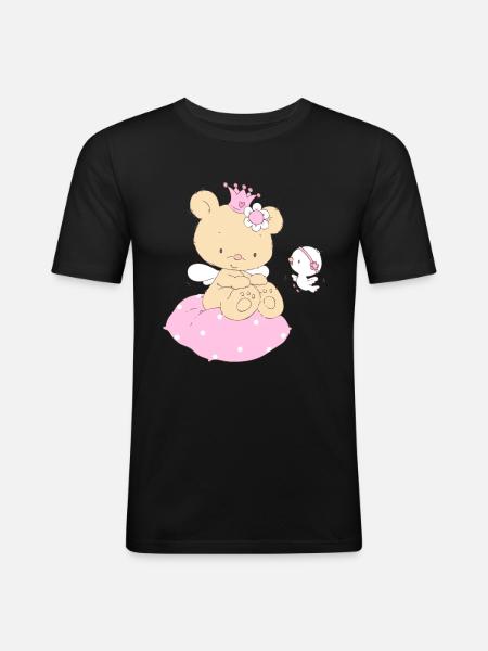 Bear princess on cushion - Men's Slim Fit T-Shirt - black