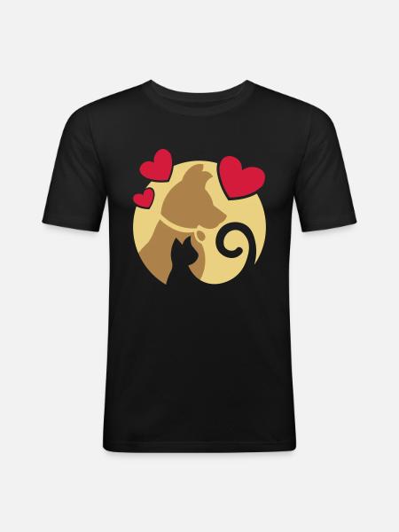 Cat and dog - Men's Slim Fit T-Shirt - black