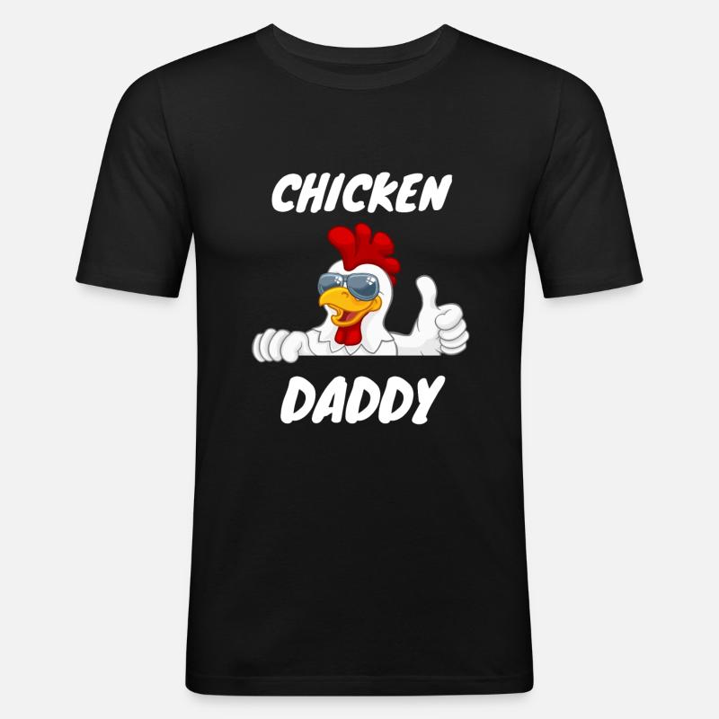Chicken Daddy - Männer Slim Fit T-Shirt - Schwarz