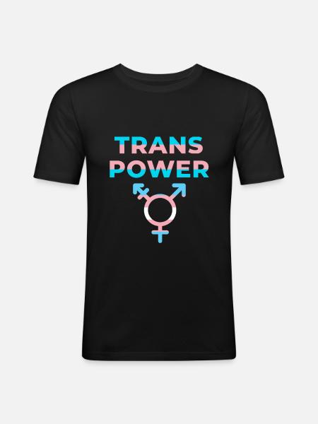 Trans Power - Männer Slim Fit T-Shirt - Schwarz