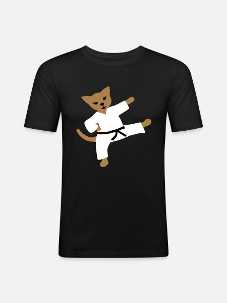 taekwondo cat - Men's Slim Fit T-Shirt - black