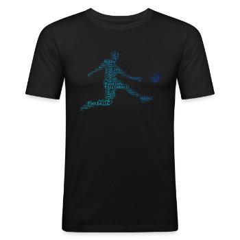 Fussballspielen Fussballspiel Fussball Herren - Männer Slim Fit T-Shirt - Schwarz - Vorne - Nik (191cm)