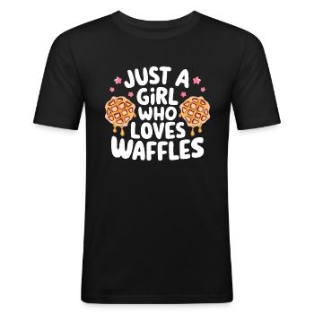 Just A Girl Who Loves Waffles - Männer Slim Fit T-Shirt - Schwarz - Vorne - Nik (191cm)