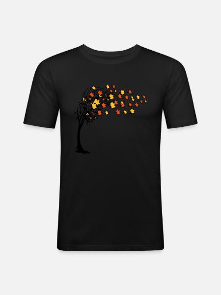 Autumn tree leaves - Men's Slim Fit T-Shirt - black