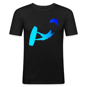Kitesurfen Kitesurf Kiten Herren Kitesurfer - Männer Slim Fit T-Shirt - Schwarz - Vorne - Nik (191cm)