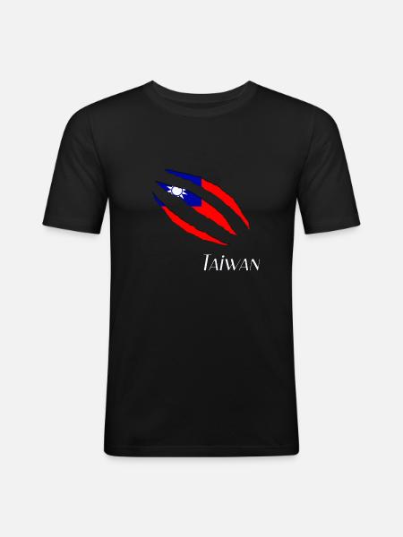 Taiwan Flag - Männer Slim Fit T-Shirt - Schwarz