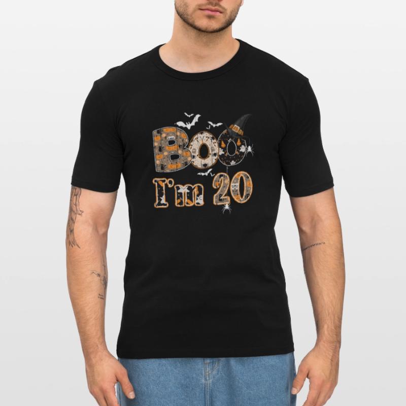 Halloween Pattern Ghost Creatures Naissance Age 20 T-shirt près du corps Homme