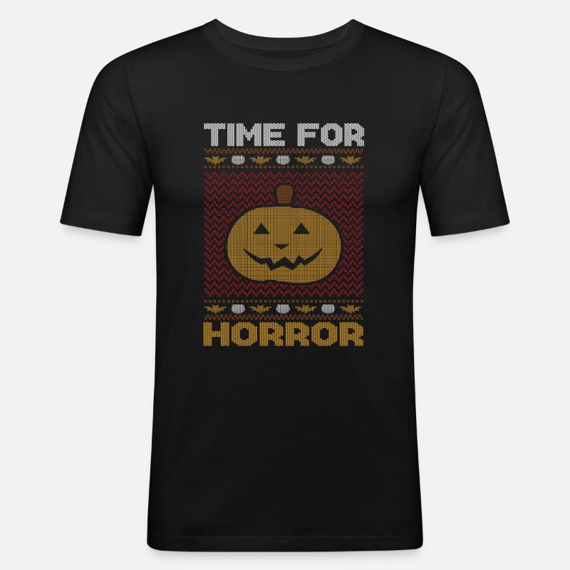 Stitch Pattern Pumpkin Creature Halloween - Men's Slim Fit T-Shirt - black