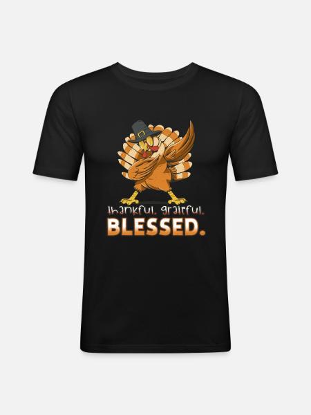 Blessed Dab Dabbing Turkey Thanksgiving - Männer Slim Fit T-Shirt - Schwarz