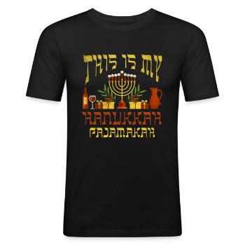 Le juif de Noël juif est mon élément de Hanoukka - T-shirt près du corps Homme - noir - Devant - Nik (191cm)